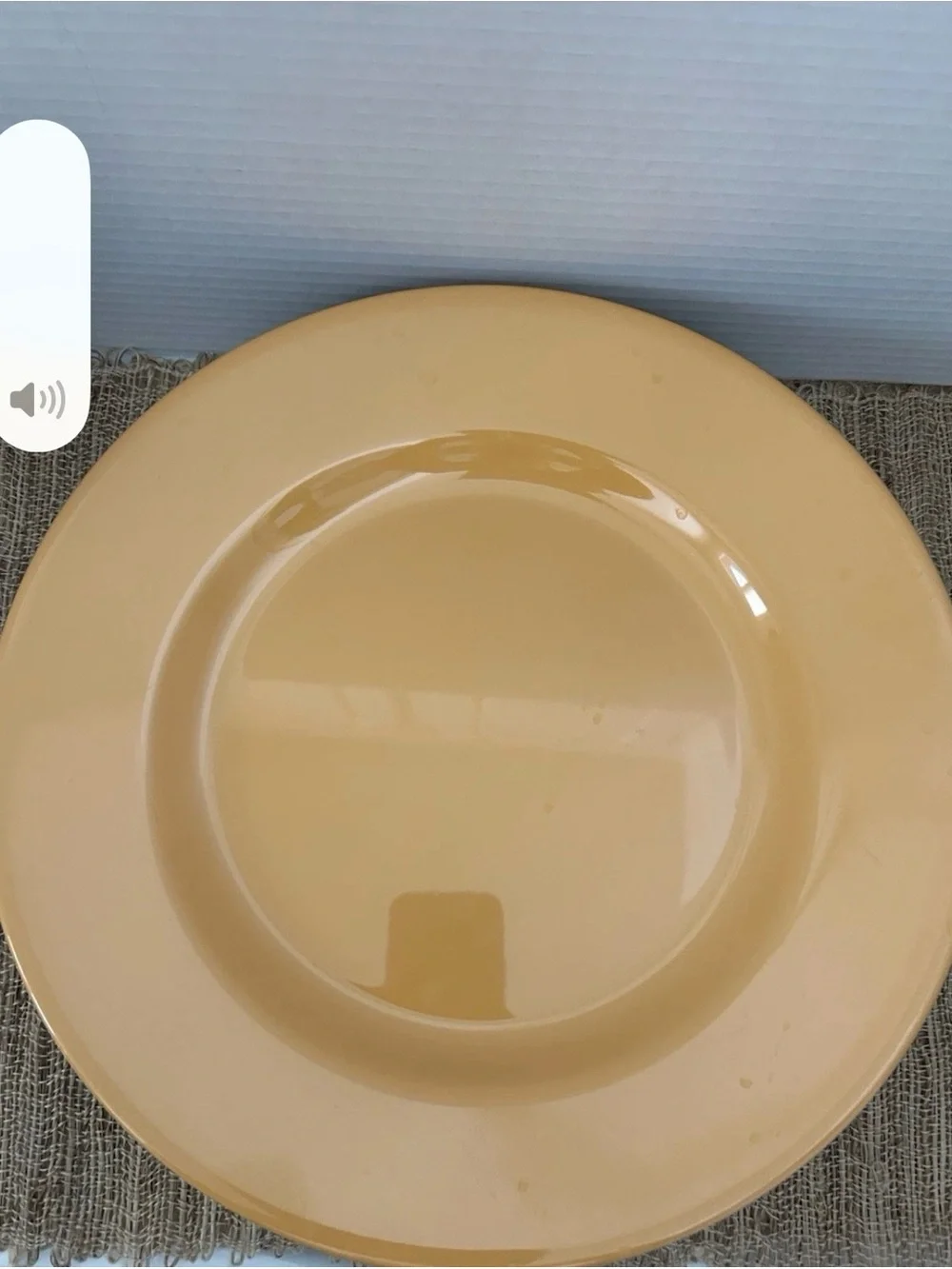 Restoration Hardware Melamine 12” Charger/Plates. Set of 4 Yellow-Gold.